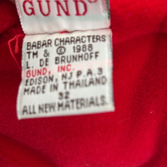 VINTAGE 1988 King BABAR Elephant Red Tuxedo Crown 14” Plush Christmas Toy Gund - Picture 12 of 14